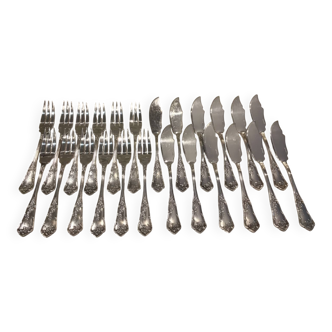 12 forks, 12 silver-plated fish knives Boulenger LXV