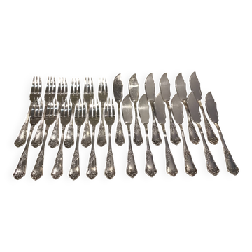 12 forks, 12 silver-plated fish knives Boulenger LXV