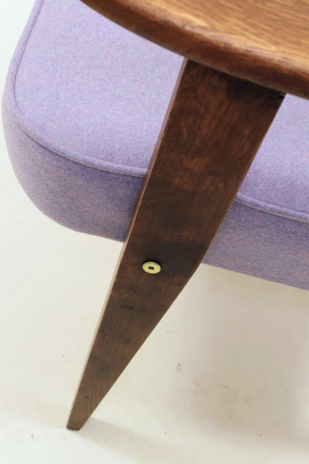 Vintage armchair in lavender wool and oak.