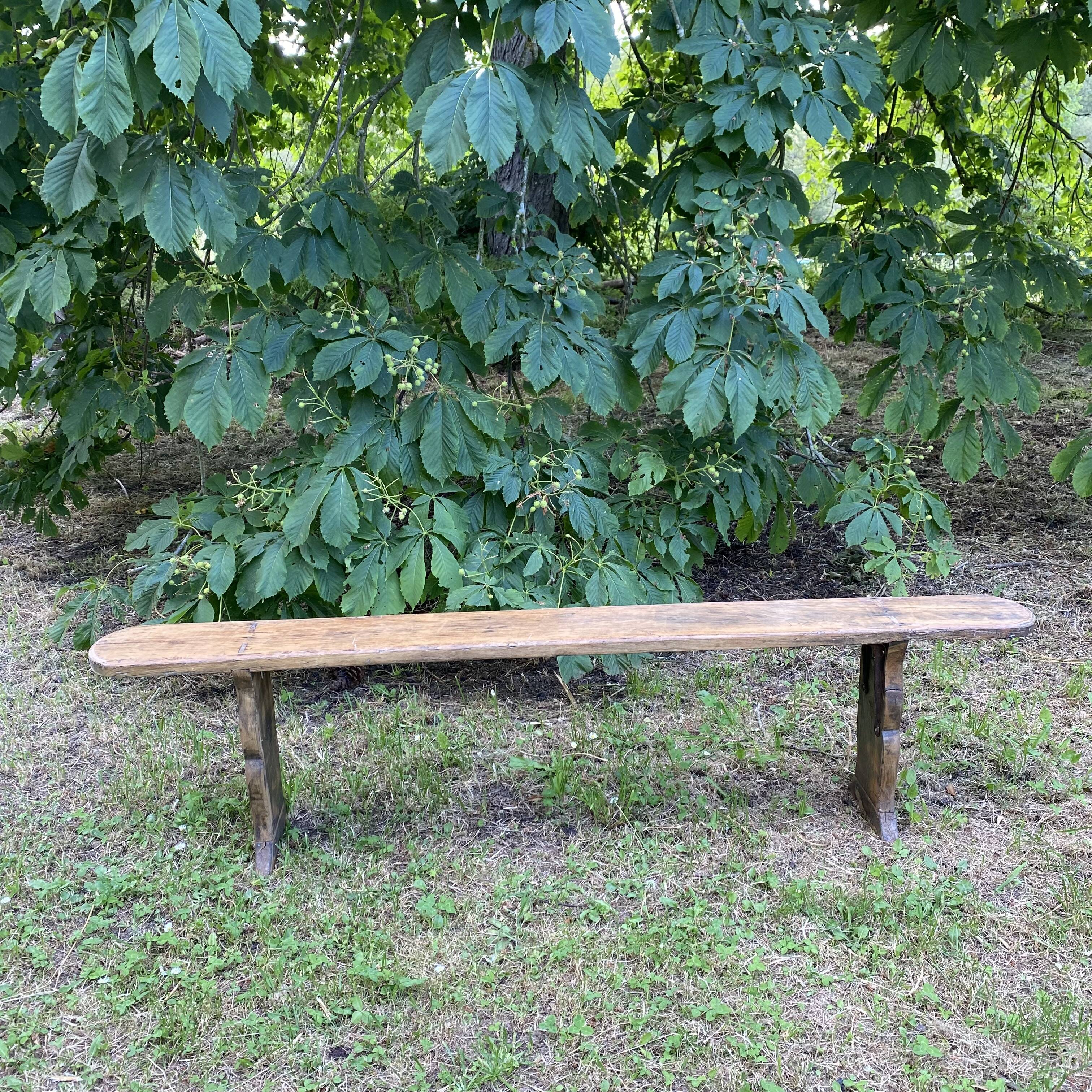 Wooden farmhouse bench
