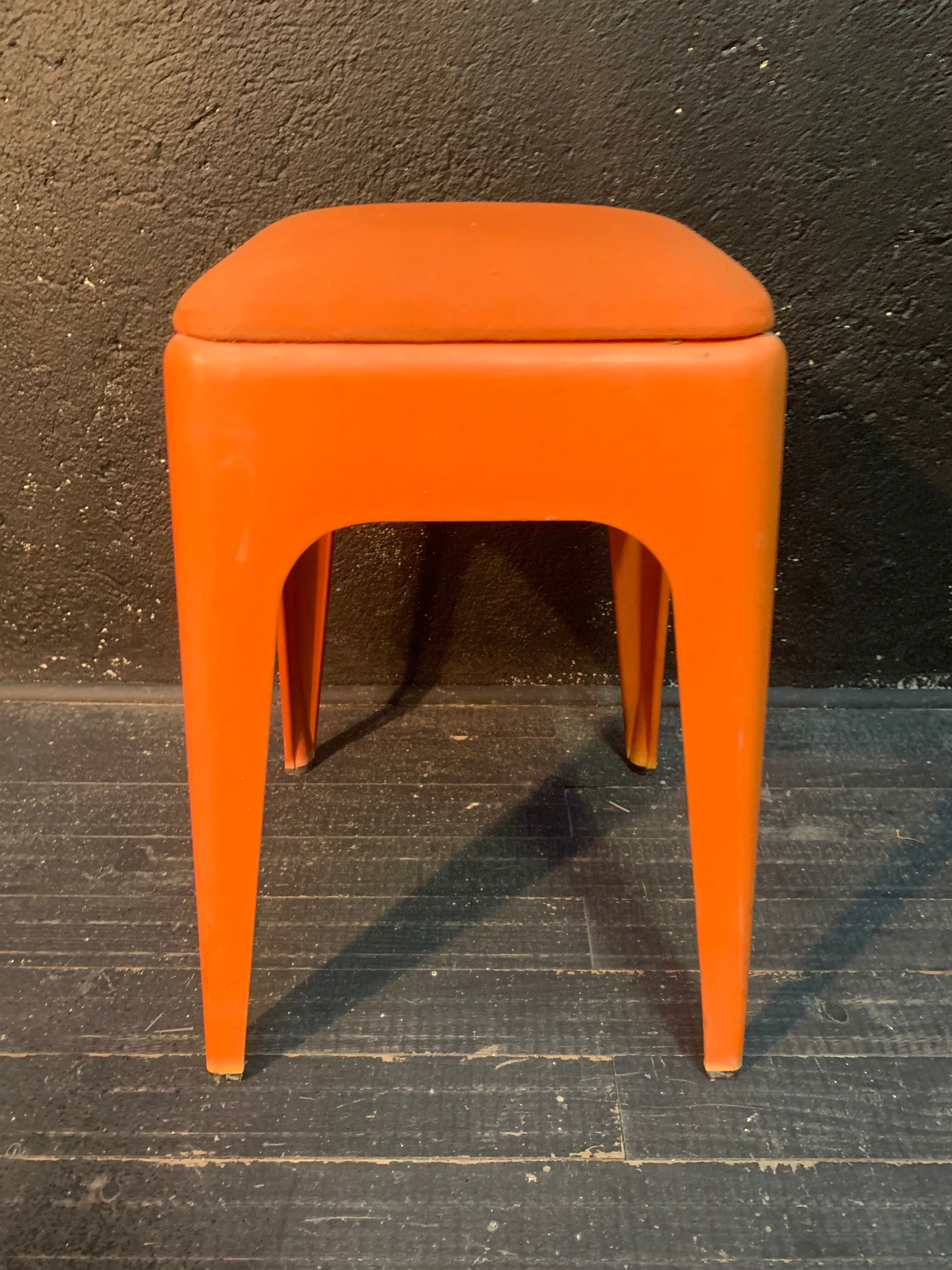 Vintage orange stool Ami, design 1960