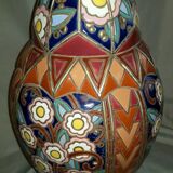 Rare Huge Unique Coloquinte Vase Enamels Art Deco 1930 45cms Cerabelga Top++