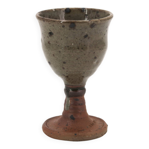 Verre à pied type calice en grès de Jean Linard, années 60