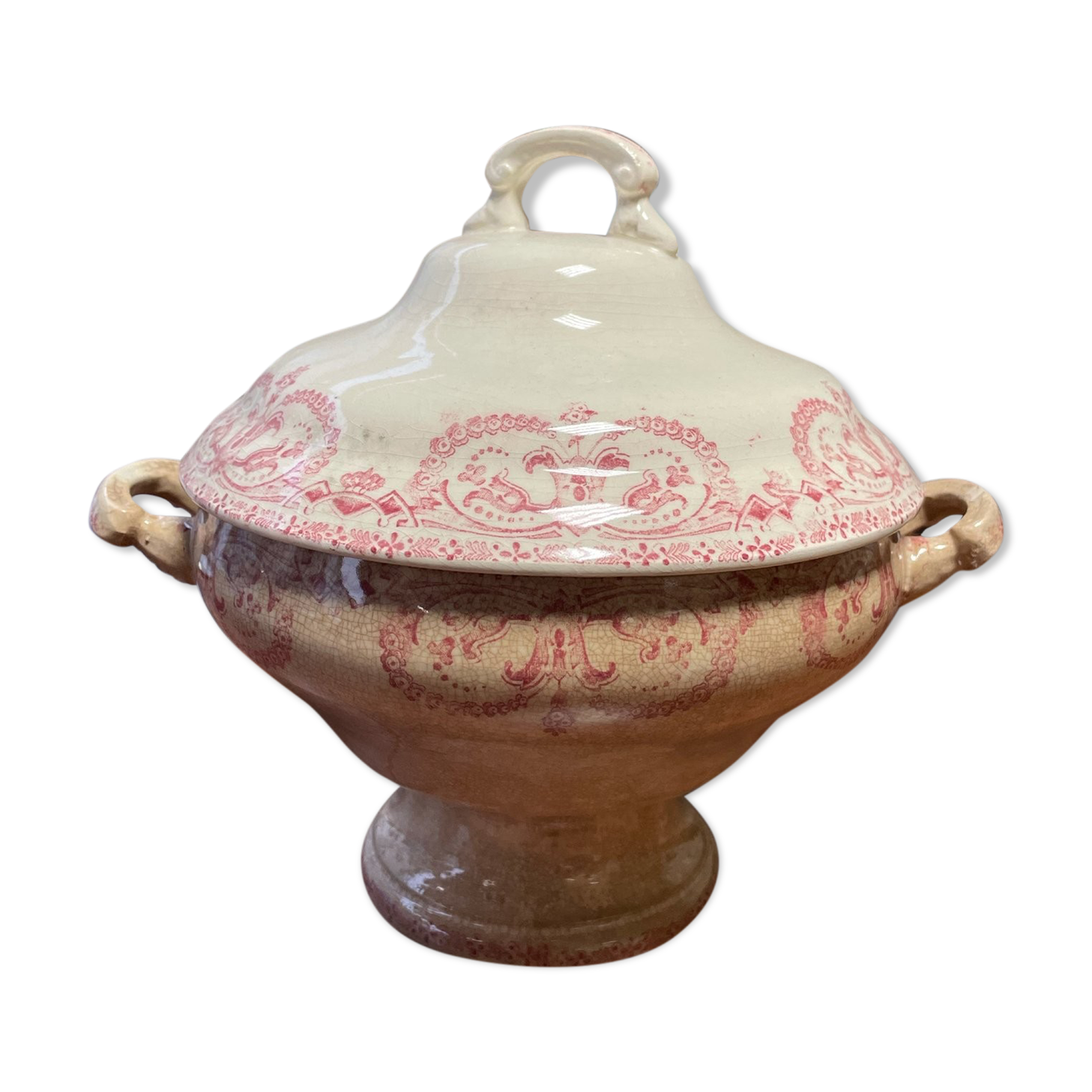 Soupière in earthenware iron earth Sarreguemines service Edge 1900