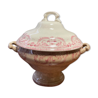 Soupière in earthenware iron earth Sarreguemines service Edge 1900