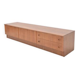 Restored vintage Scandinavian low sideboard in teak.