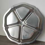 Plateau compartimenté vintage en acier inoxydable