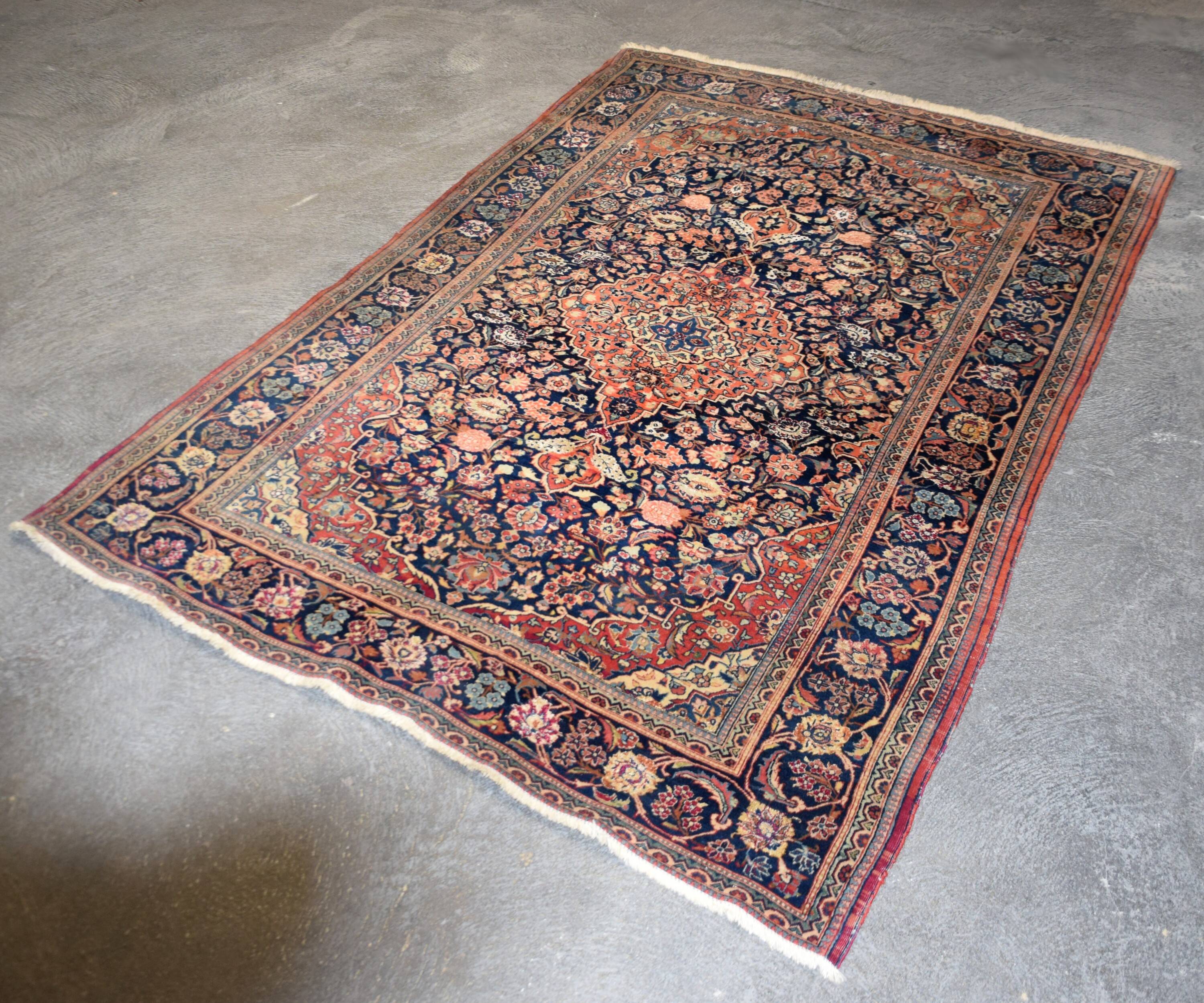 Persian Oriental Carpet Iran KASHAN Wool and Silk - Size: 1.32 X 2.00 Metres