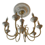 Two chandeliers and two porcelain wall lights, Italy