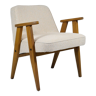 Original armchair J. Chierowski, model 366, 1960s,beige brown fabric, teak wood