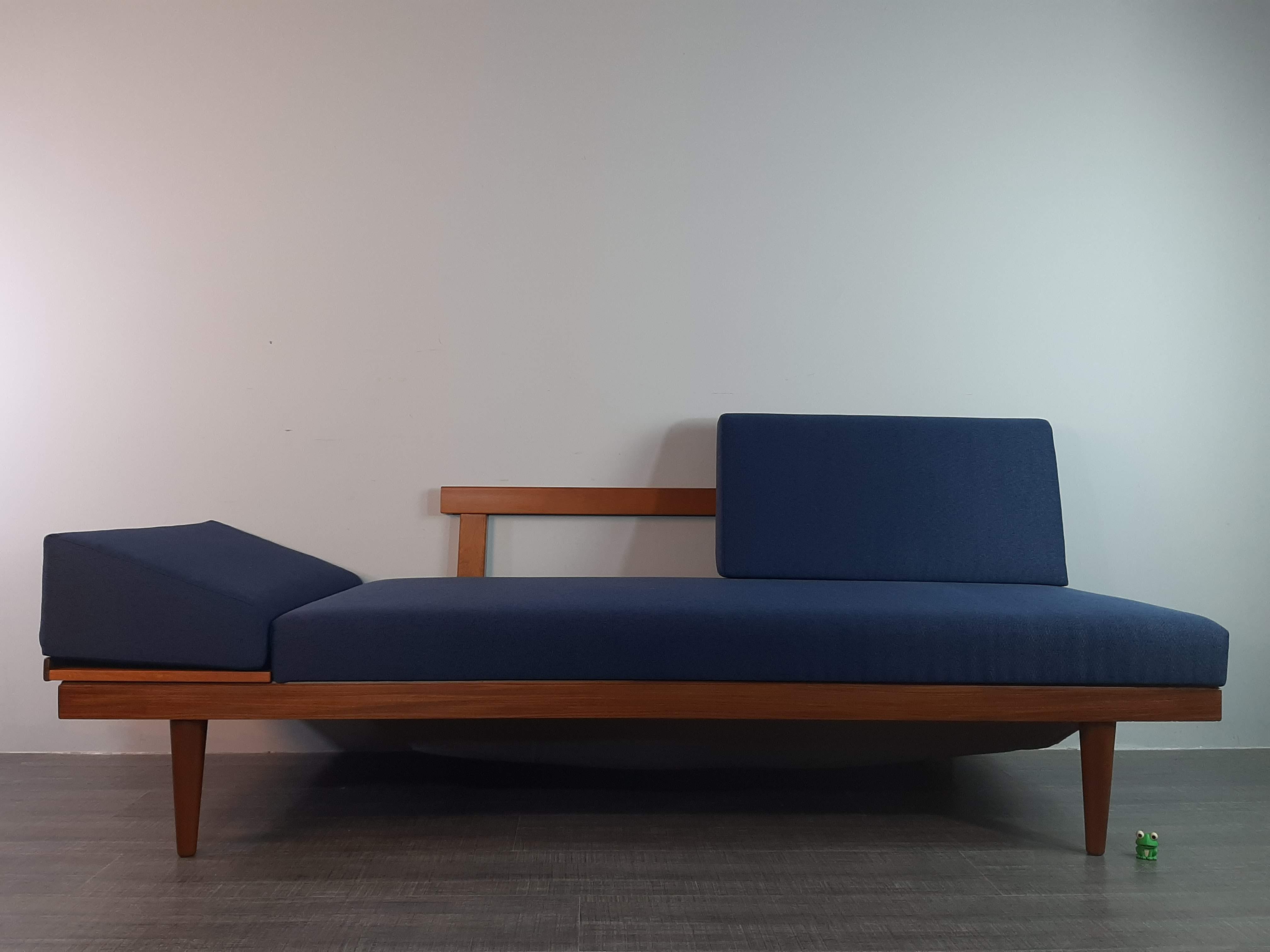 Norwegian daybed sofa teak and fabric by ekornes, 1960s