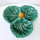 Vintage compartmentalized ceramic serving dish cabbage leaf shape Vallauris style