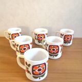Series of 6 mugs design Mobil 70s