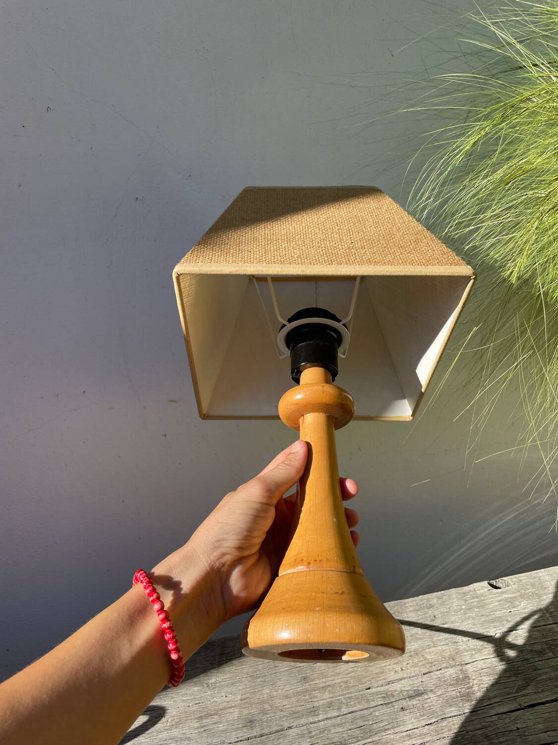 Light turned wood lamp o