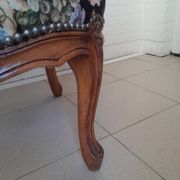 Fauteuil vintage brocante, fauteuil à tricot fleuri, classique des années 30-50