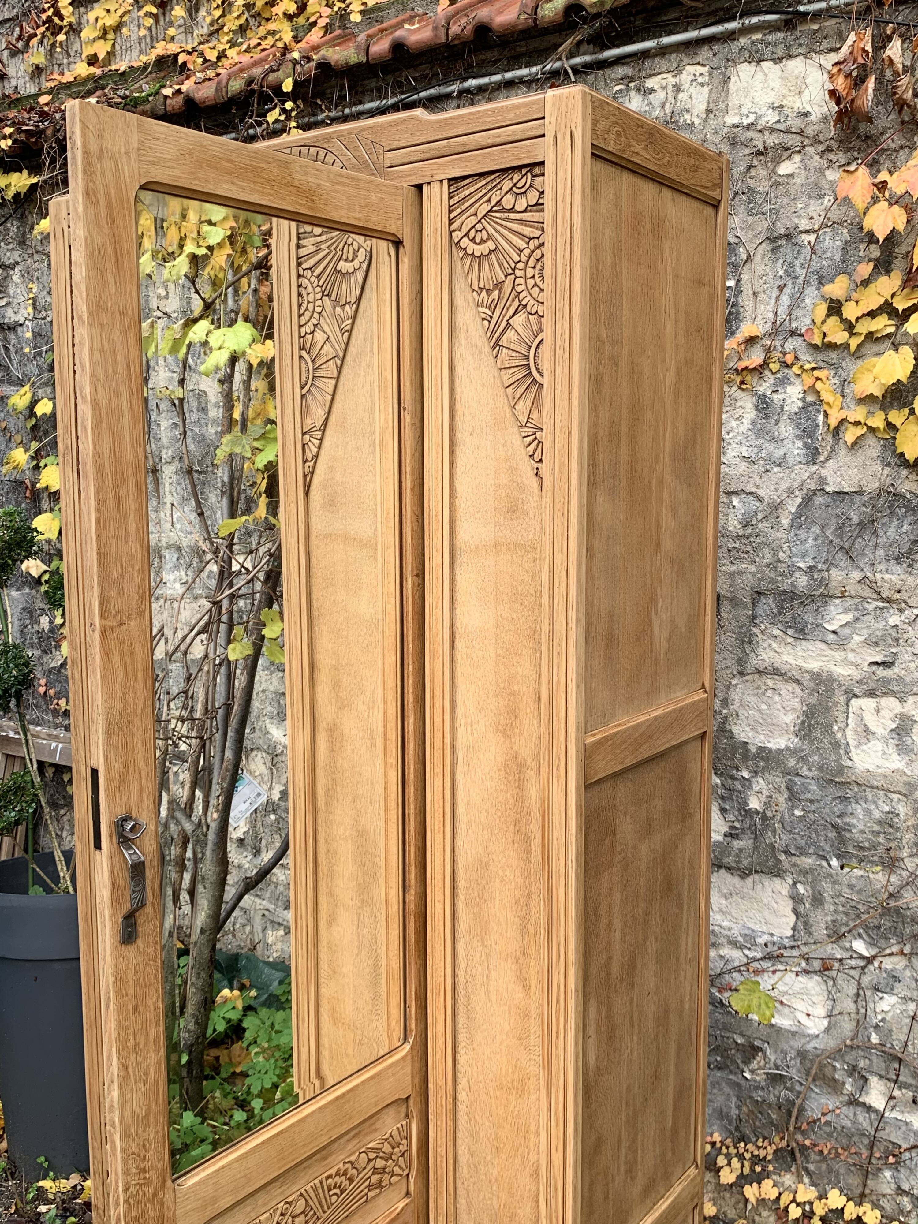 Parisian art deco cabinet in raw wood 1930
