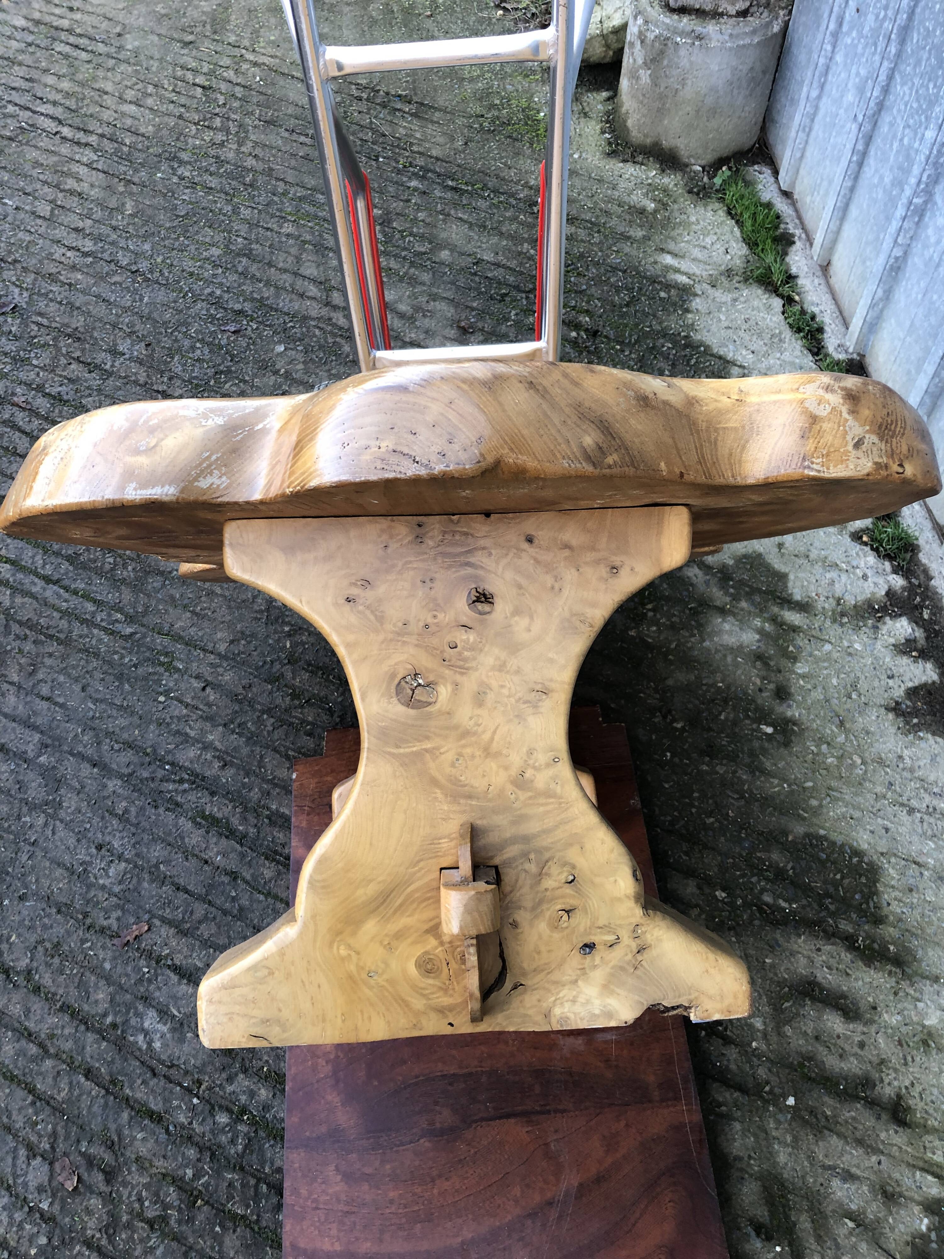 Handcrafted Brutalist coffee table in solid elm