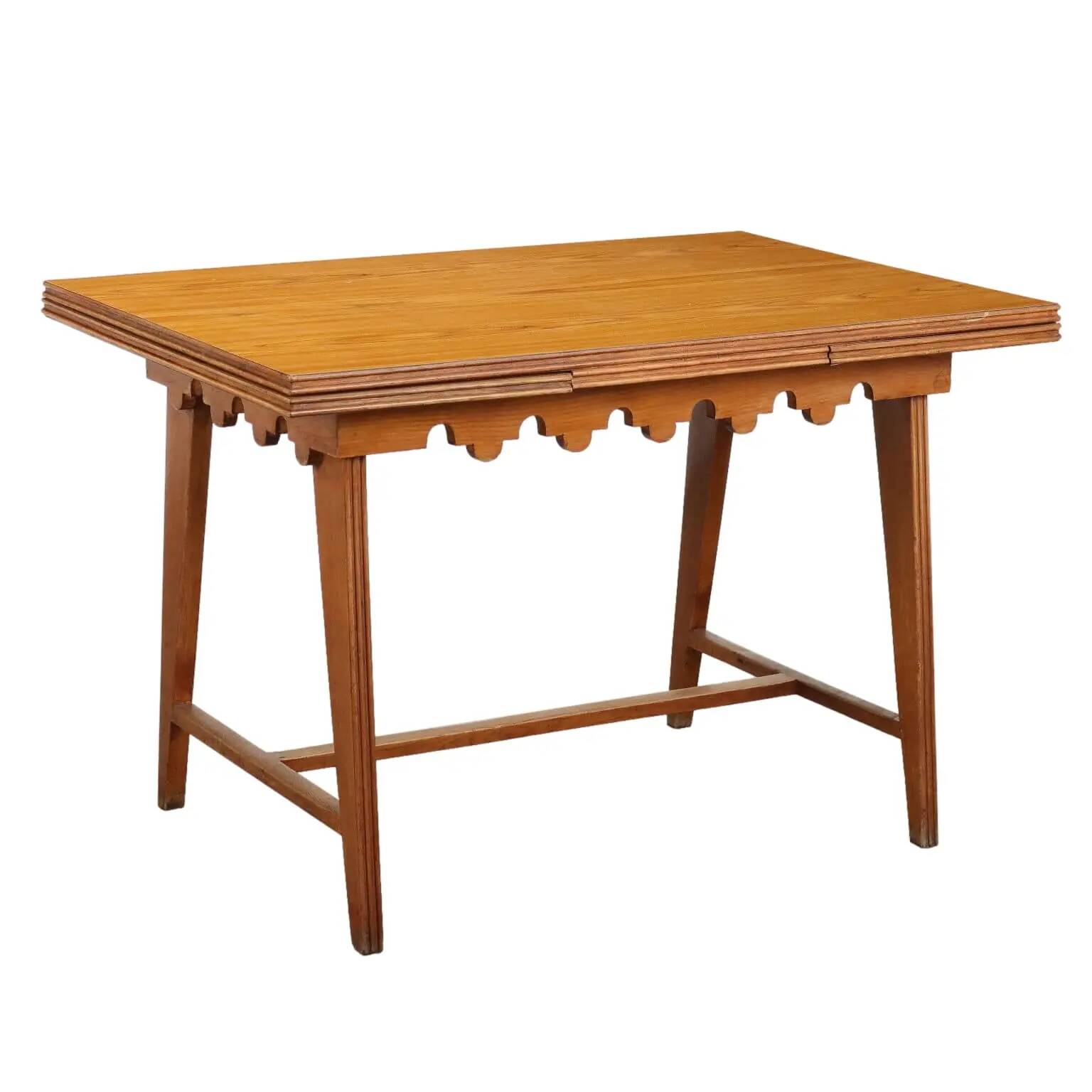 Extendable vintage oak table with laminate top, Italy, 1950s