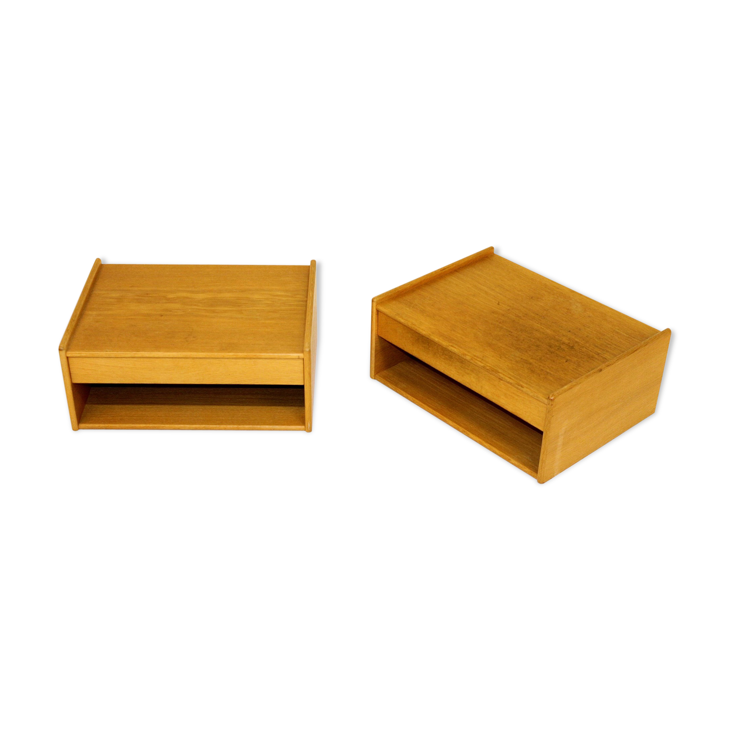 Oak hanging bedside tables 1960