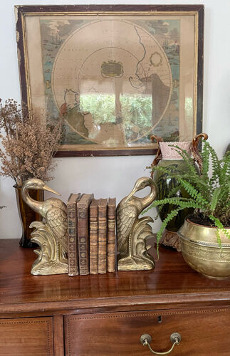 Bookend herons in brass style Art Deco 26cm