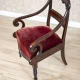 Set of Empire Mahogany Armchairs in Red Upholstery, 19th Century