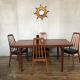 Authentic Scandinavian table teak design1950 1960 feet spindles