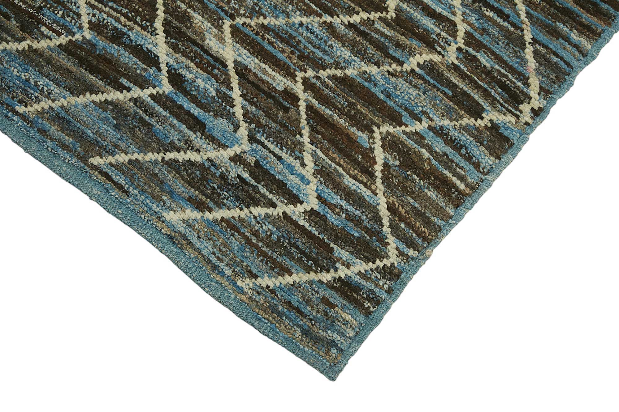 Handmade Tribal Decorative 90 cm x 290 cm Blue Wool Runner Carpet