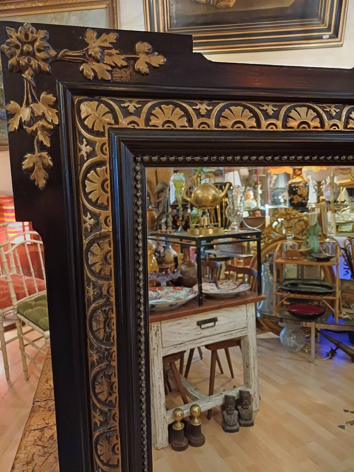 Large mirror from the Napoleon 3rd period, 19th century. 1.51 m/ 96 cm