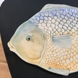 Plat zoomorphe poisson en céramique multicolore