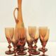 Amber ewer / carafe from Portieux crystal factory