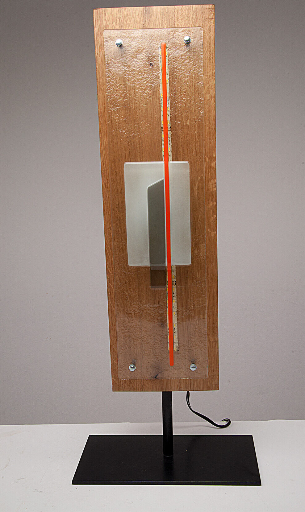 Glass and wood desk lamp by William Olivier