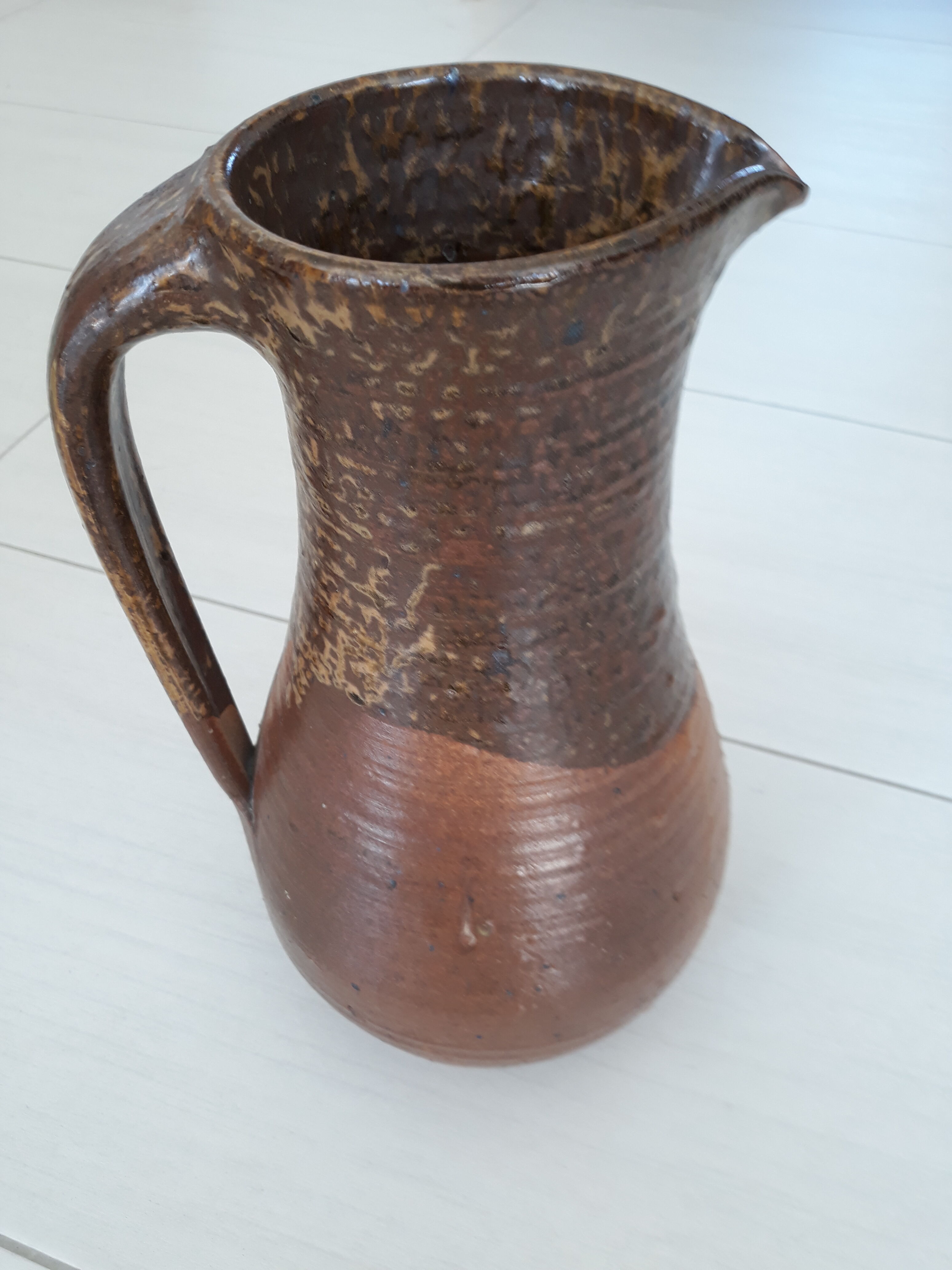 Vintage stoneware pitcher signed boutin