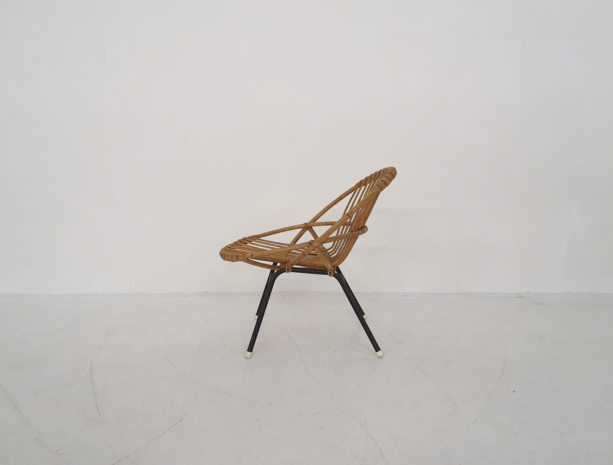 Rattan and metal armchair Rohe Noordwolde, Netherlands 1950s
