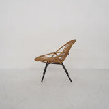 Rattan and metal armchair Rohe Noordwolde, Netherlands 1950s