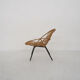 Fauteuil en rotin et en métal Rohe Noordwolde, Pays-Bas des années 1950