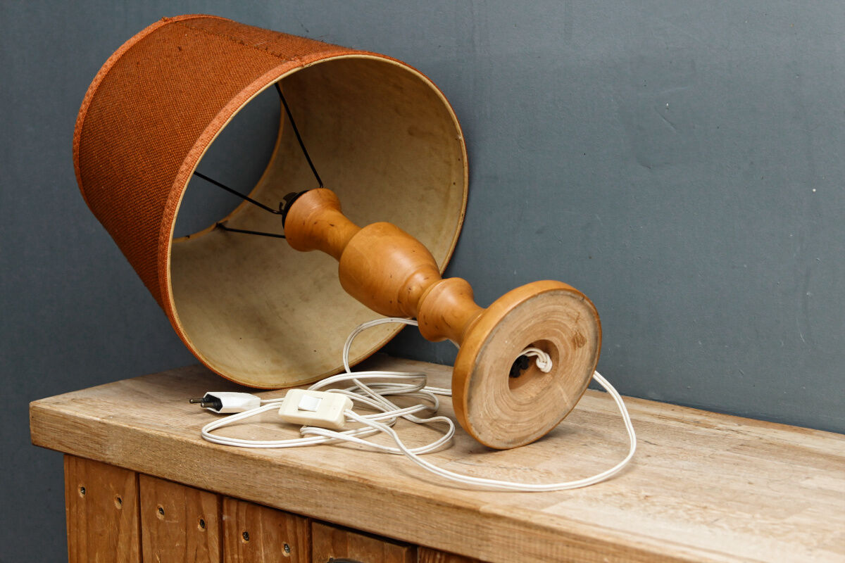 Vintage lamp in fruit wood