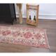 1970s Turkish Hand-Knotted Wool Cotton Pink Runner 81x380