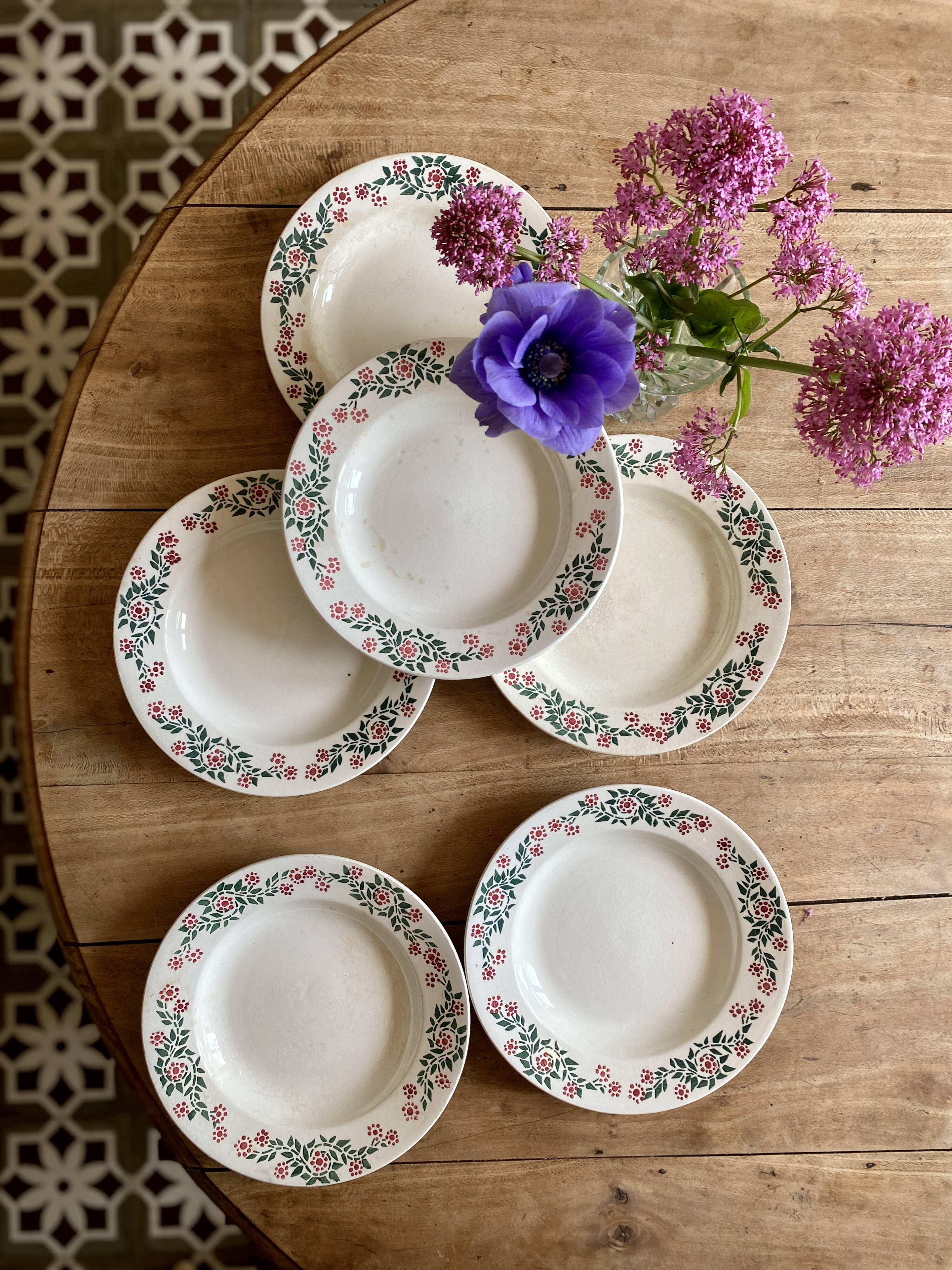 Set of 6 vintage hollow plates model Cécile de HBCM (LOT 2)