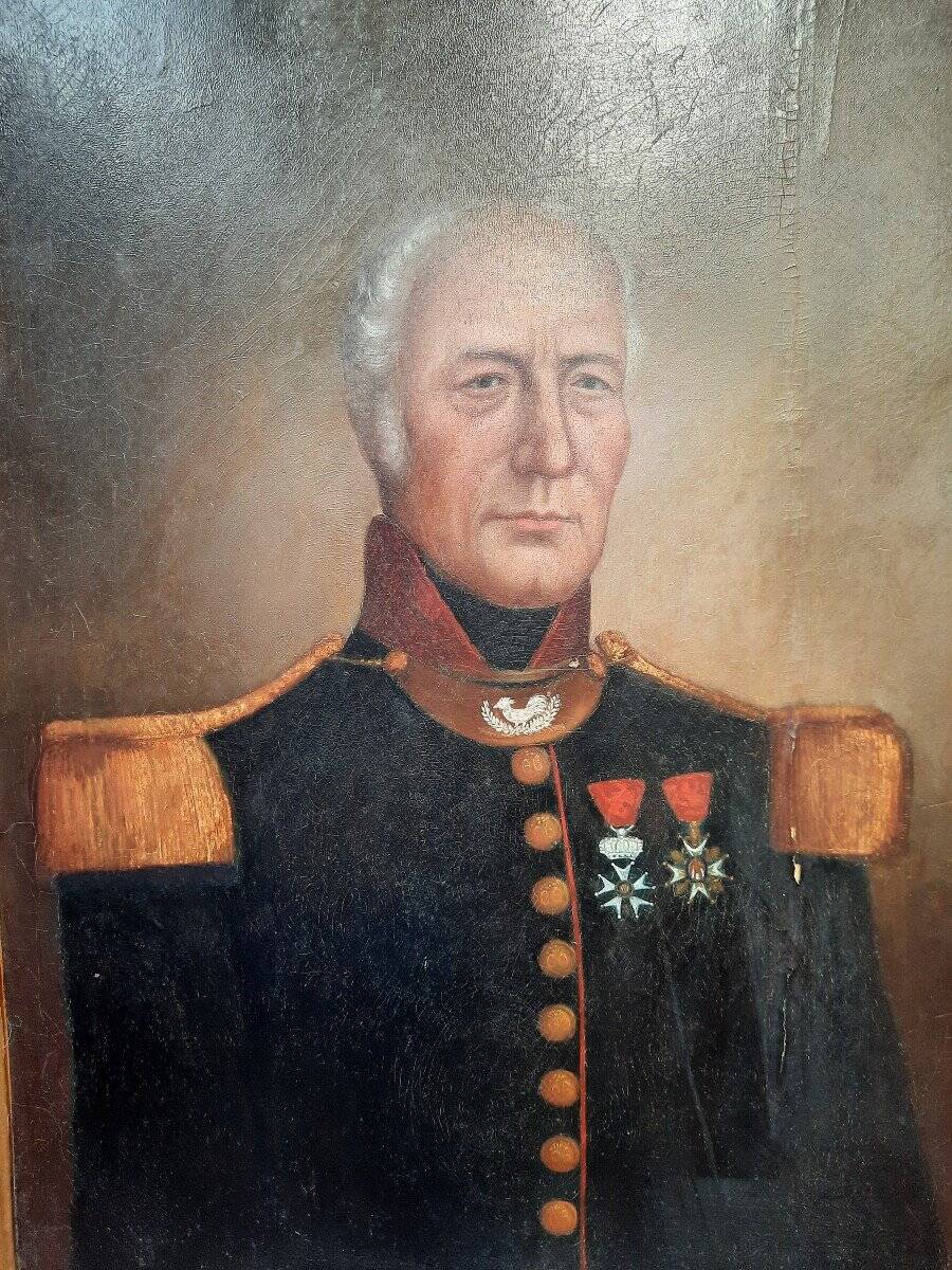 Peinture à l'huile d'un soldat antique du XIXe siècle en uniforme militaire