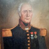 Peinture à l'huile d'un soldat antique du XIXe siècle en uniforme militaire