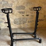 Pair of 18th century wrought iron andirons, log-carrying andirons