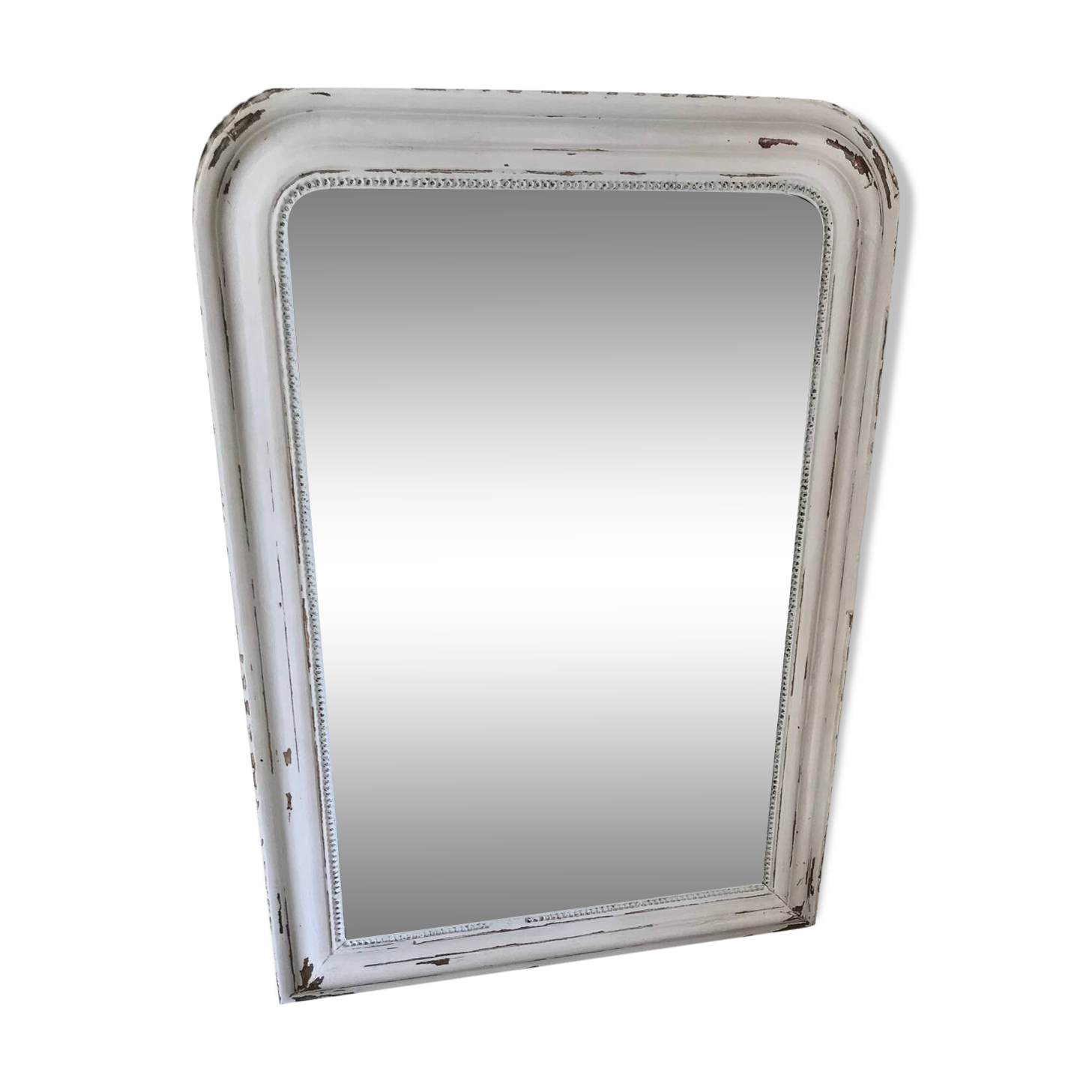 Large Louis Philippe mirror with white patina