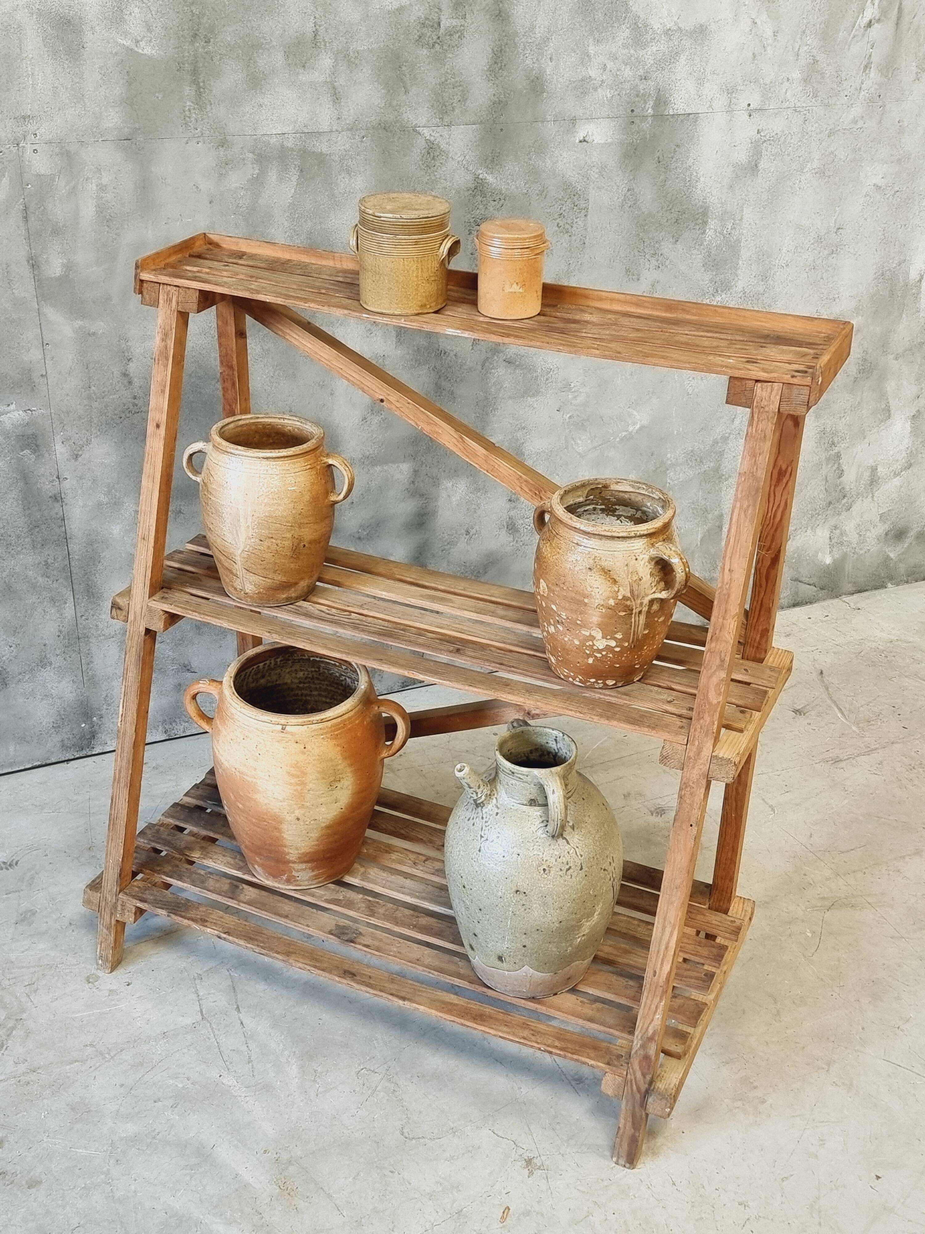 Plant shelf made of old pine wood