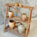Étagère à plantes en bois de pin ancien