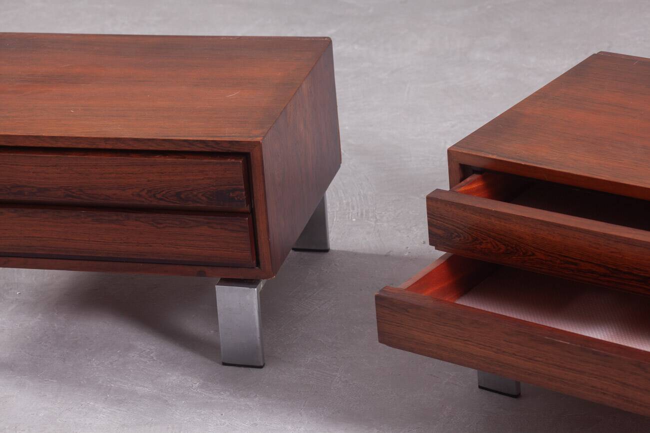 Vintage rosewood nightstands, Denmark, 1970s set of 2
