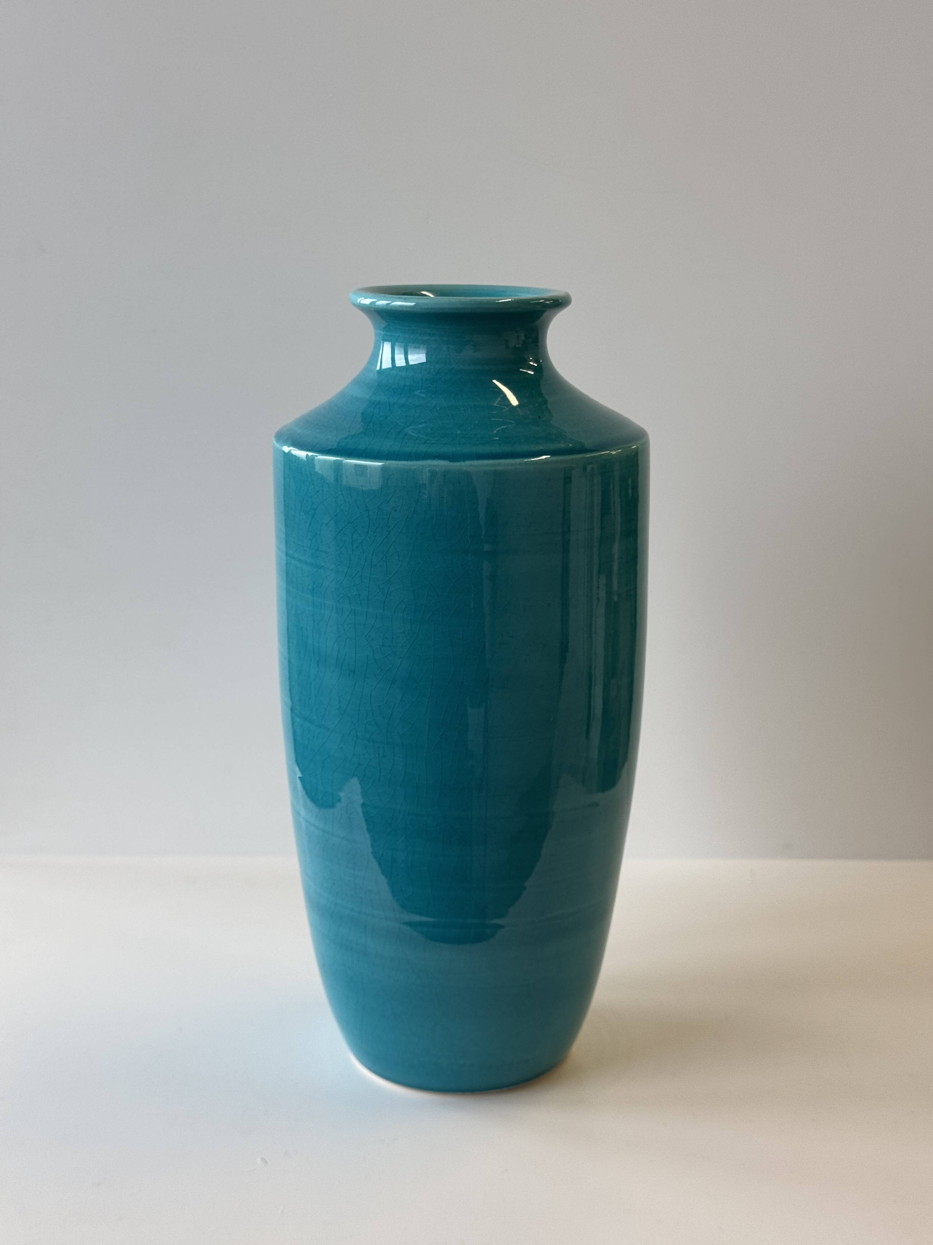 Turquoise blue vase H25.5