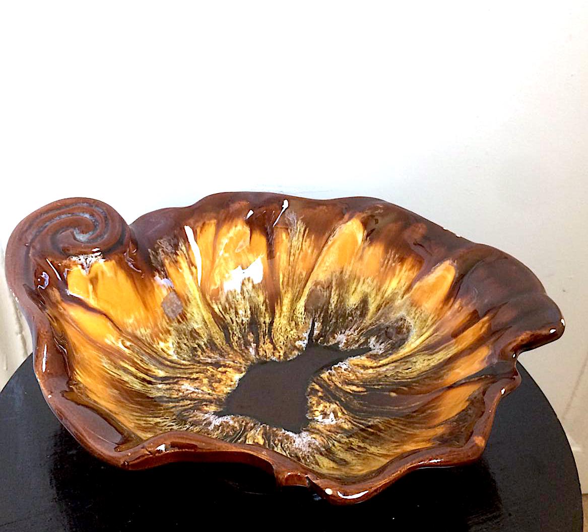 Dish Vallauris in yellow ceramic 1950 signed