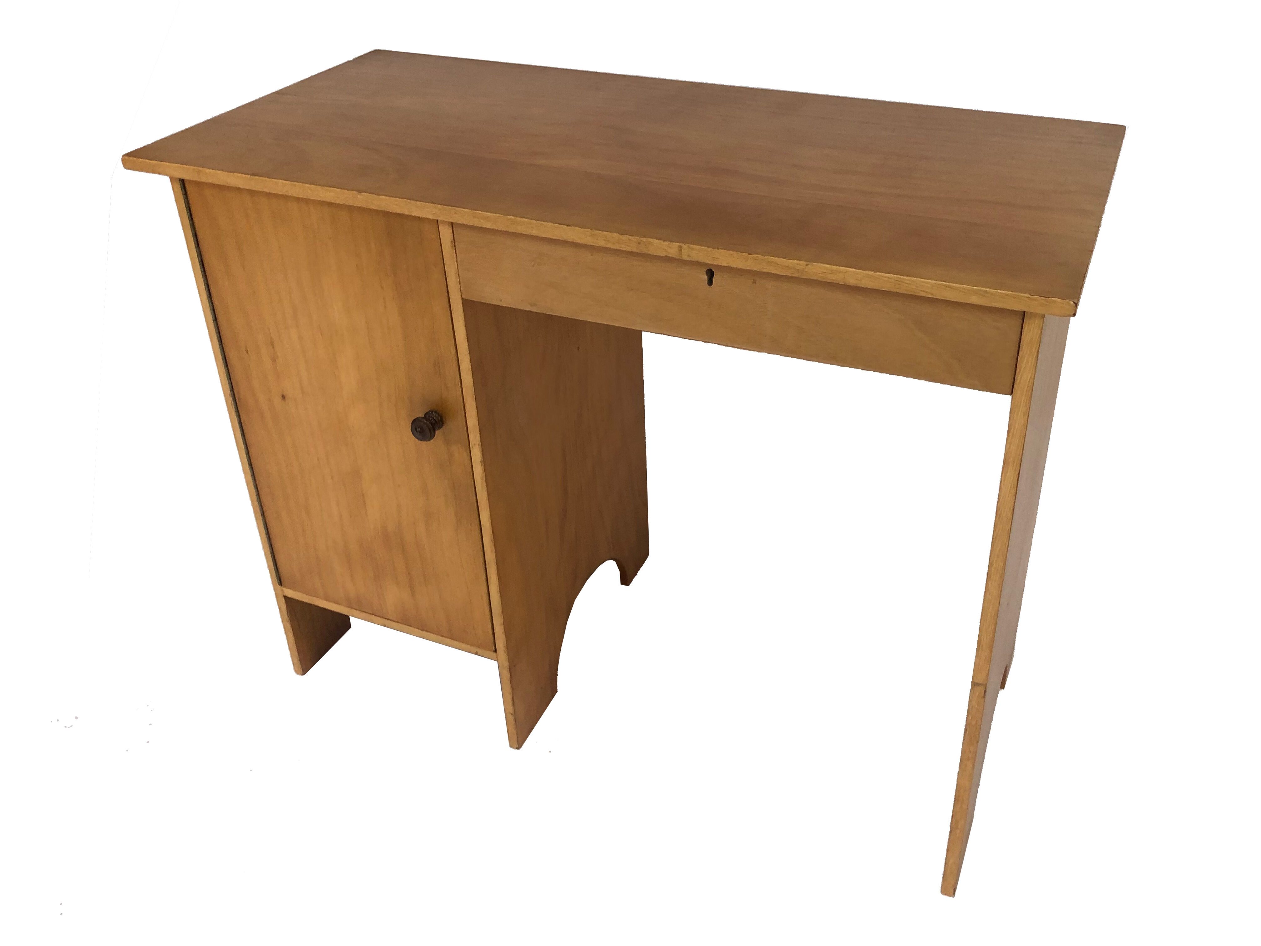 Art deco birch wood compact desk 1960
