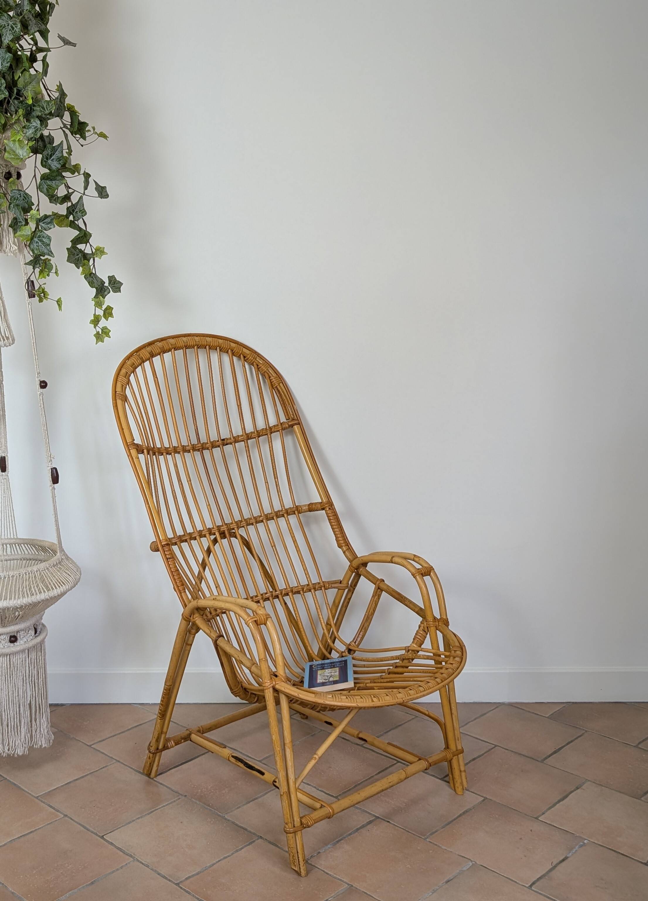 Fauteuil en rotin 60'