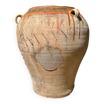 Ancient terracotta pottery jar from the 19th century.